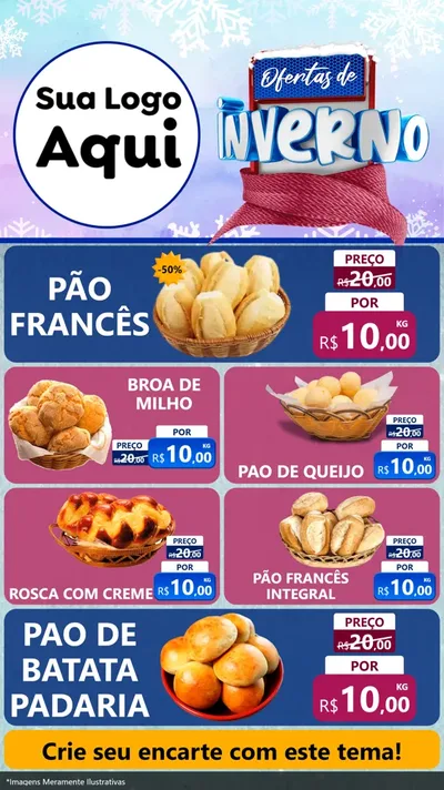 Modelo de TV para TV Vertical com o tema Ofertas de Inverno para Padaria