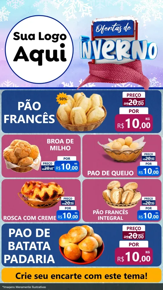 Modelo de TV para TV Vertical com o tema Ofertas de Inverno para Padaria
