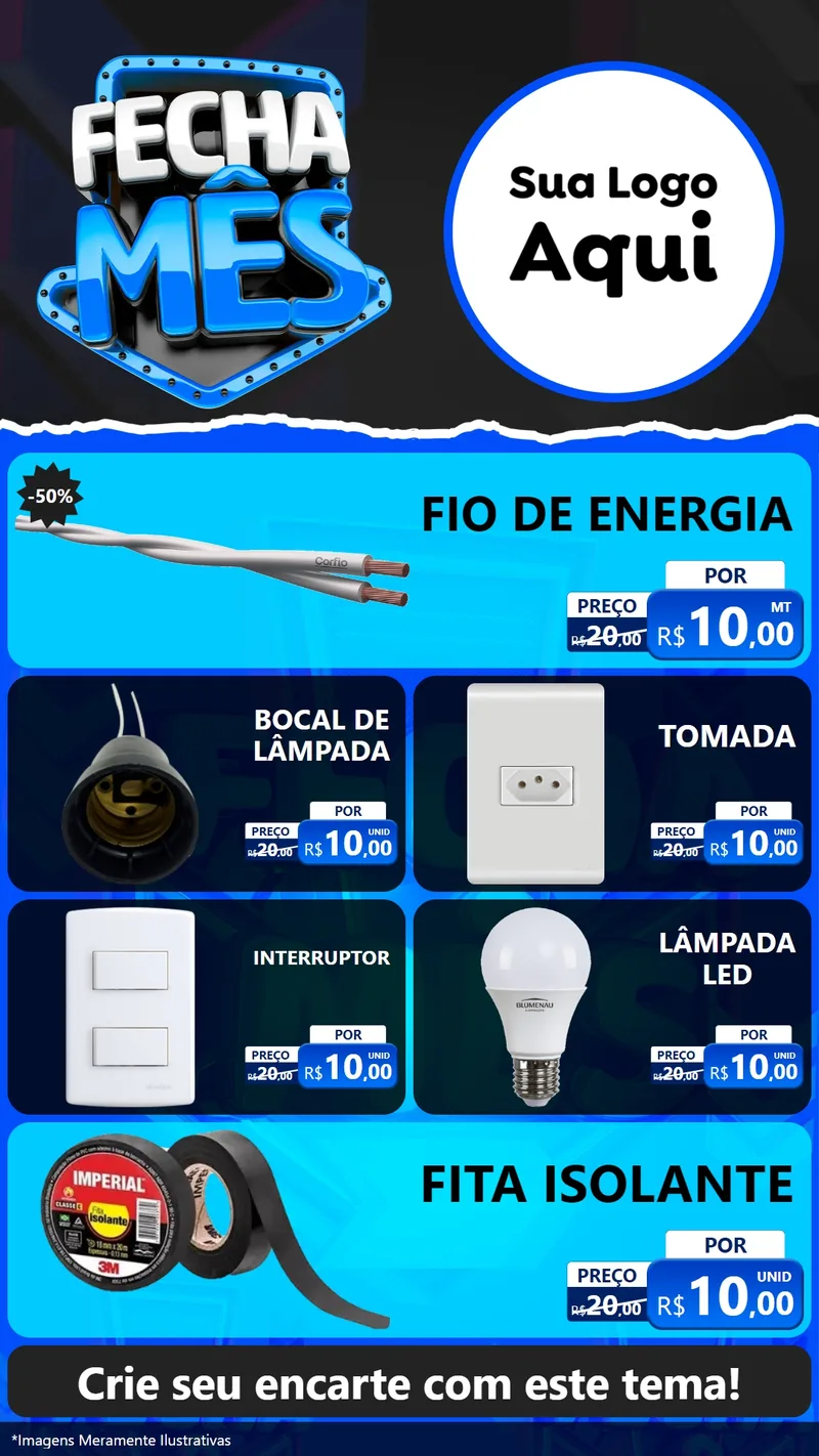 Modelo de TV para TV Vertical com o tema Fecha Mês para Materiais Elétricos