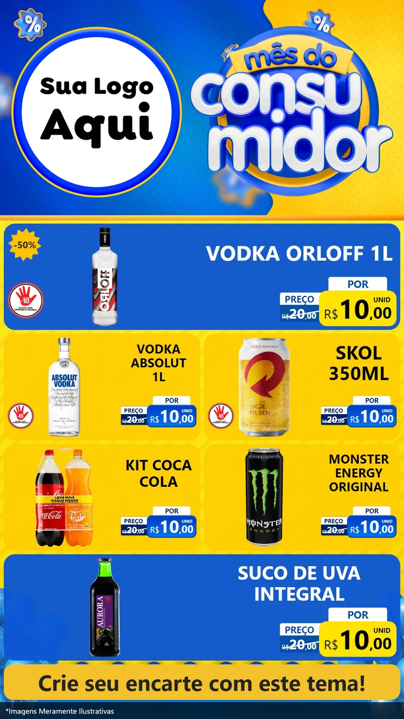 Modelo de TV para TV Vertical com o tema Mês do Consumidor para Distribuidora de bebidas