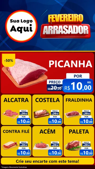 Modelo de Rede Social para Stories com o tema Fevereiro Arrasador para Açougue