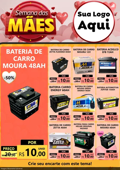 Modelo de Encarte para Encarte A4 Vertical com o tema Semana das Mães para Baterias Elétricas