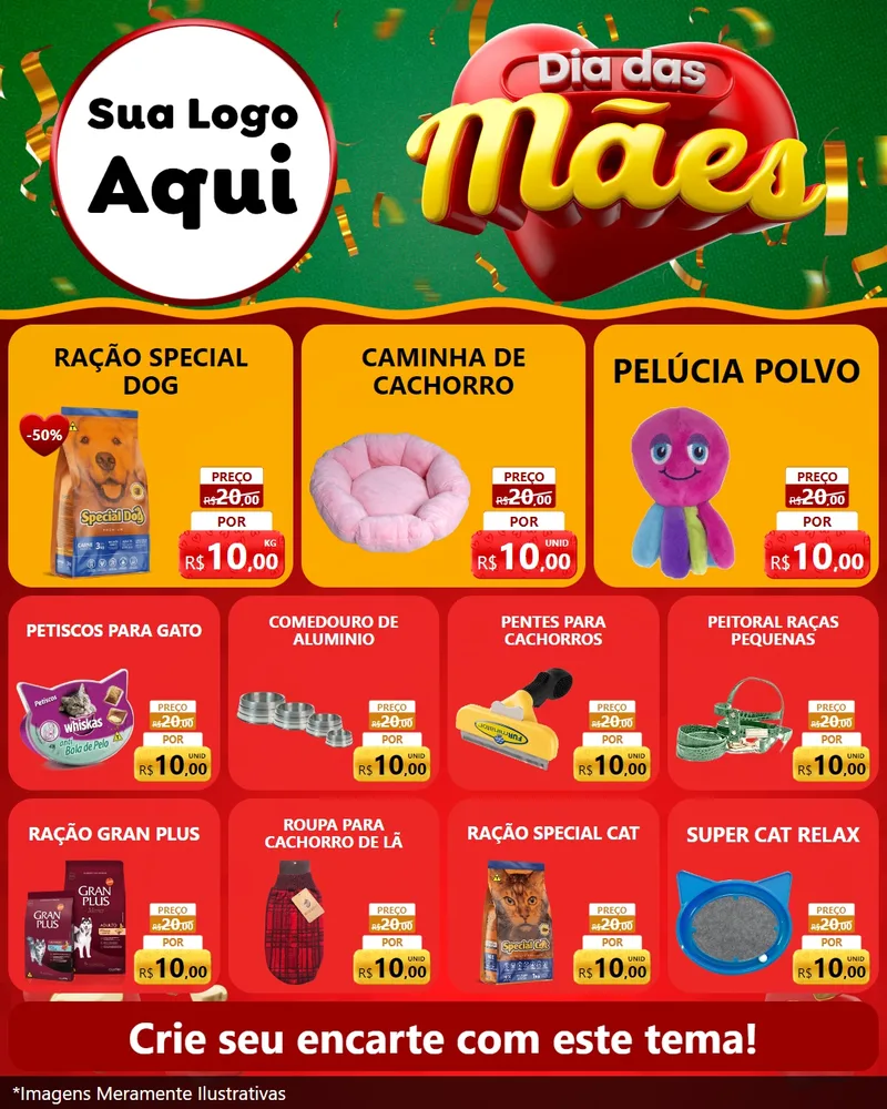 Modelo de Rede Social para Feed Instagram com o tema Dia das Mães para Pet Shop