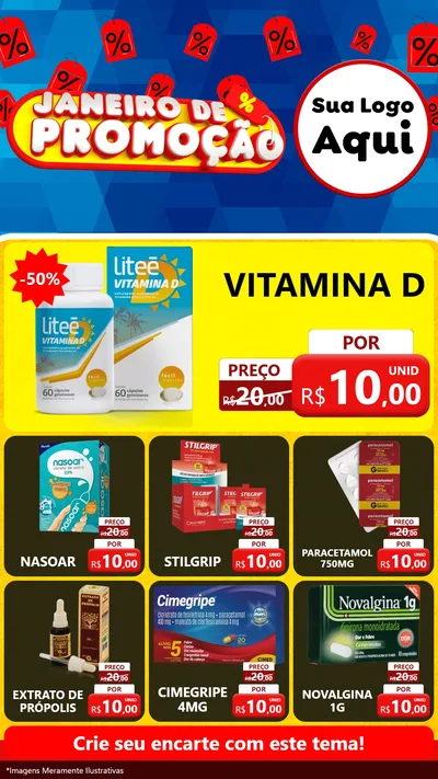 Modelo de Rede Social para Stories com o tema Janeiro de Promoção para Farmácia