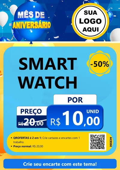 Modelo de Cartaz para Cartaz A4 Vertical com o tema Mês de Aniversário para Informática
