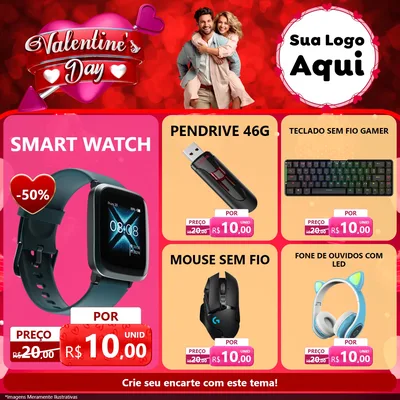 Modelo de Rede Social para Feed Facebook com o tema Valentine's Day para Informática