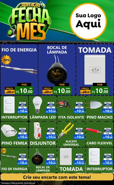 Modelo de Encarte para Encarte Grande com o tema Operação Fecha Mês para Materiais Elétricos