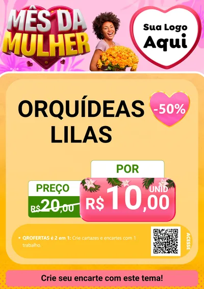 Modelo de Cartaz para Cartaz A4 Vertical com o tema Mês da Mulher para Floricultura e jardim