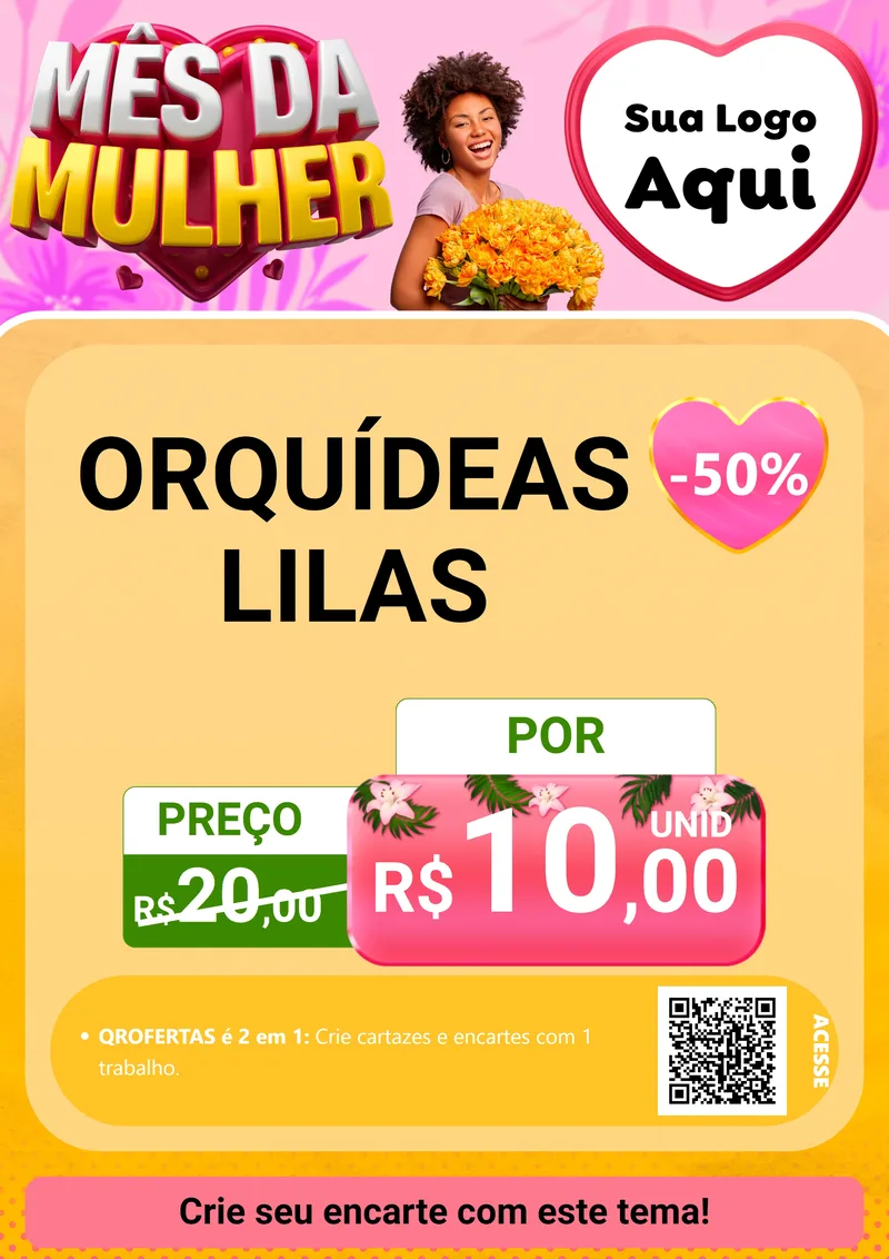 Modelo de Cartaz para Cartaz A4 Vertical com o tema Mês da Mulher para Floricultura e jardim
