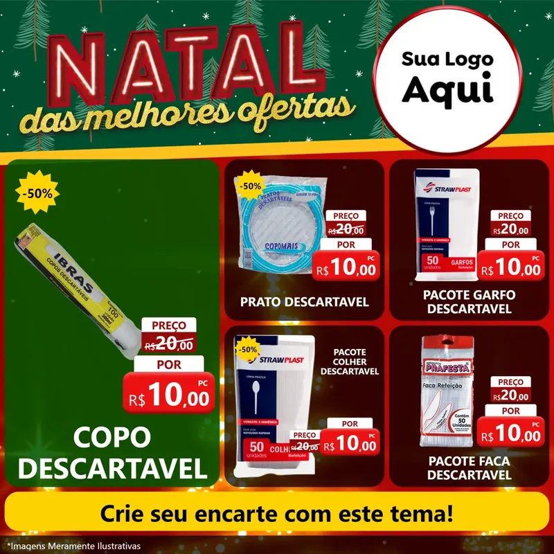 Modelo de Rede Social para Feed Facebook com o tema Natal das Melhores Ofertas para Embalagens