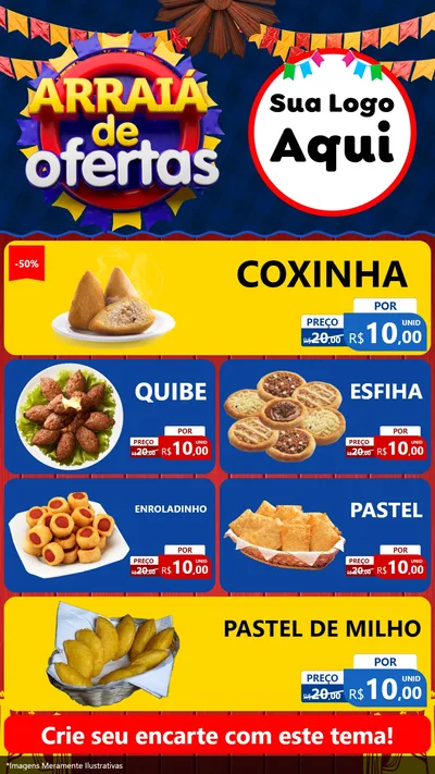 Modelo de TV para TV Vertical com o tema Arraiá de Ofertas para Salgadaria