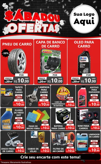 Modelo de Encarte para Encarte Grande com o tema Sabadou de Ofertas para Auto peças