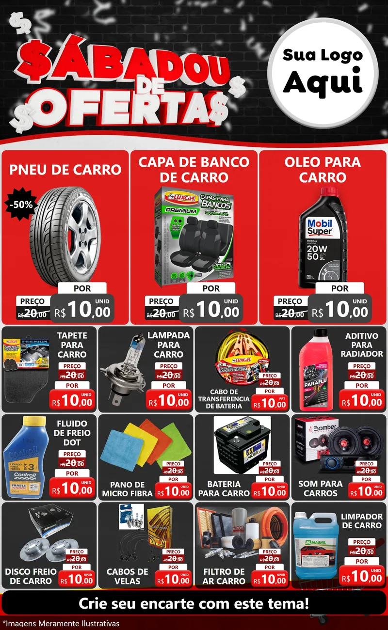 Modelo de Encarte para Encarte Grande com o tema Sabadou de Ofertas para Auto peças