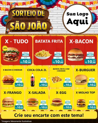 Modelo de Rede Social para Feed Instagram com o tema Sorteio de São João para Hamburgueria