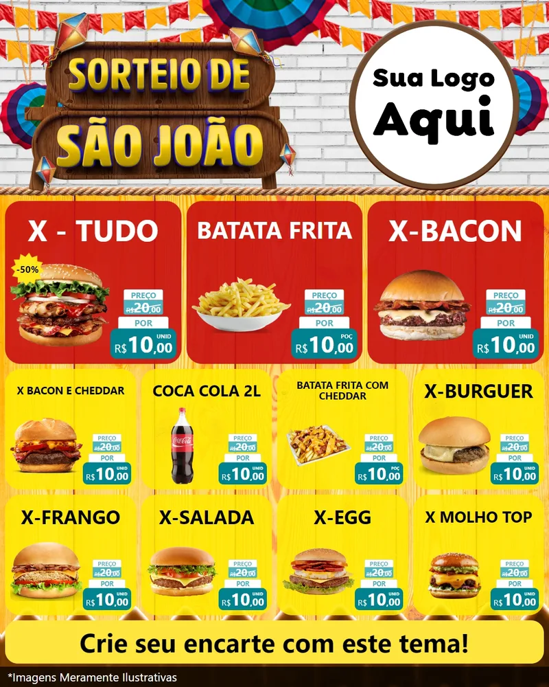 Modelo de Rede Social para Feed Instagram com o tema Sorteio de São João para Hamburgueria