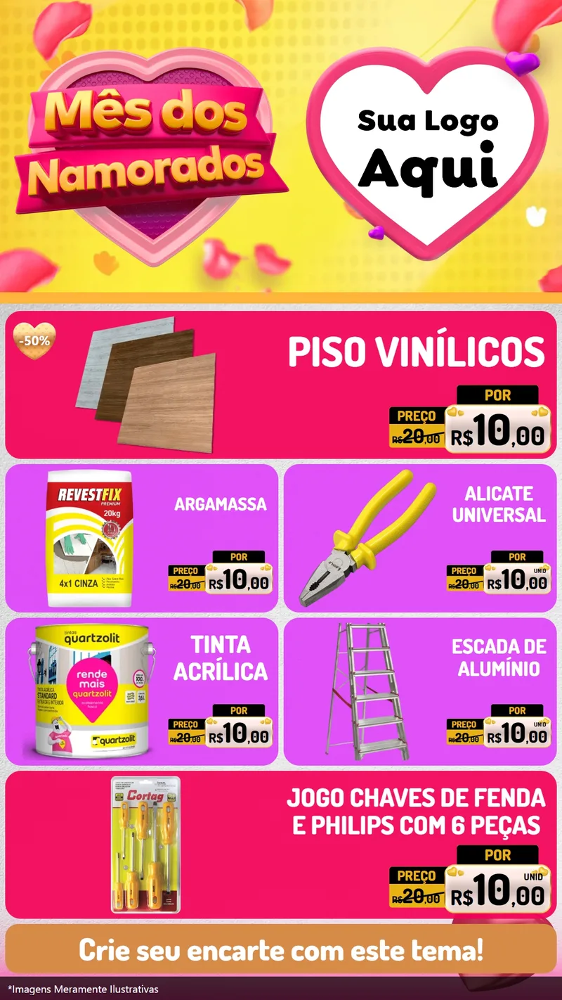 Modelo de TV para TV Vertical com o tema Mês dos Namorados para Material para Construção