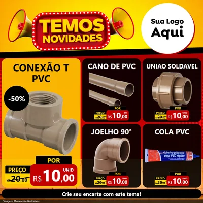Modelo de Rede Social para Feed Facebook com o tema Temos Novidades para Tubos e conexões