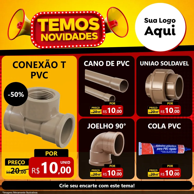 Modelo de Rede Social para Feed Facebook com o tema Temos Novidades para Tubos e conexões