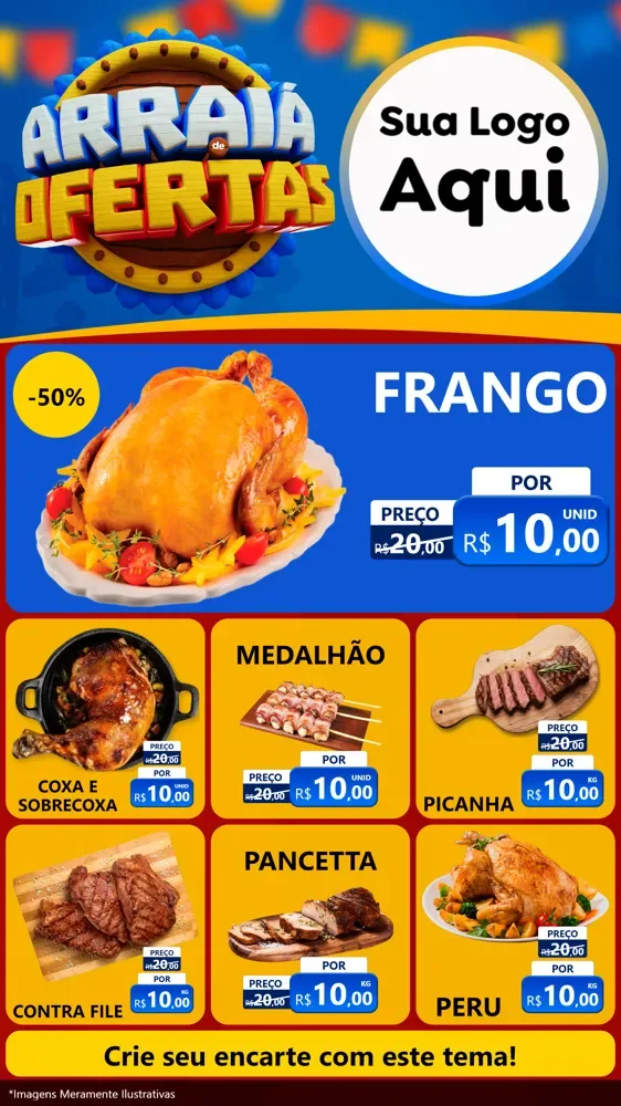 Modelo de Rede Social para Stories com o tema Arraiá de Ofertas - Junina para Assados