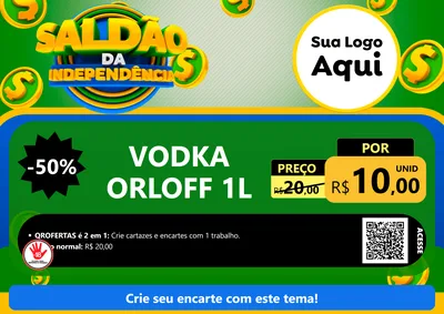 Modelo de Cartaz para Cartaz A4 Horizontal com o tema Saldão da Indepêndencia para Distribuidora de bebidas