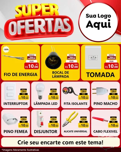Modelo de Rede Social para Feed Instagram com o tema Super Ofertas para Materiais Elétricos