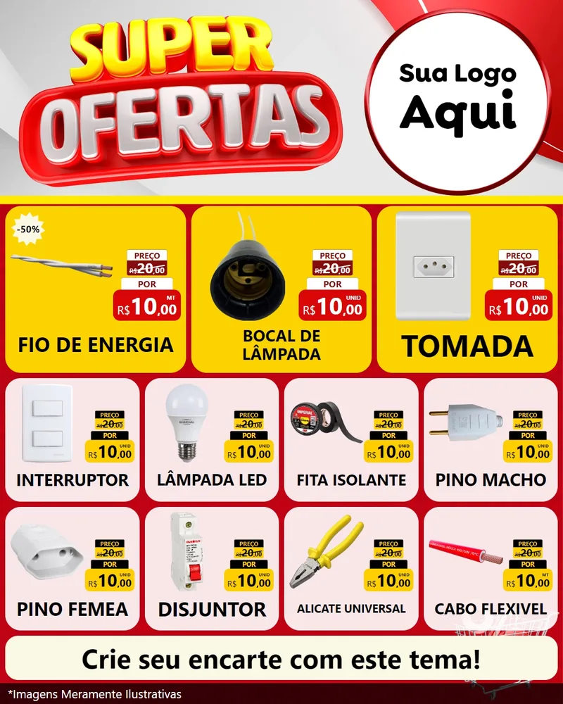Modelo de Rede Social para Feed Instagram com o tema Super Ofertas para Materiais Elétricos