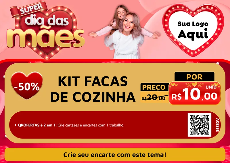 Modelo de Cartaz para Cartaz A4 Horizontal com o tema Super Dia Das Mães para Utilidades Domésticas
