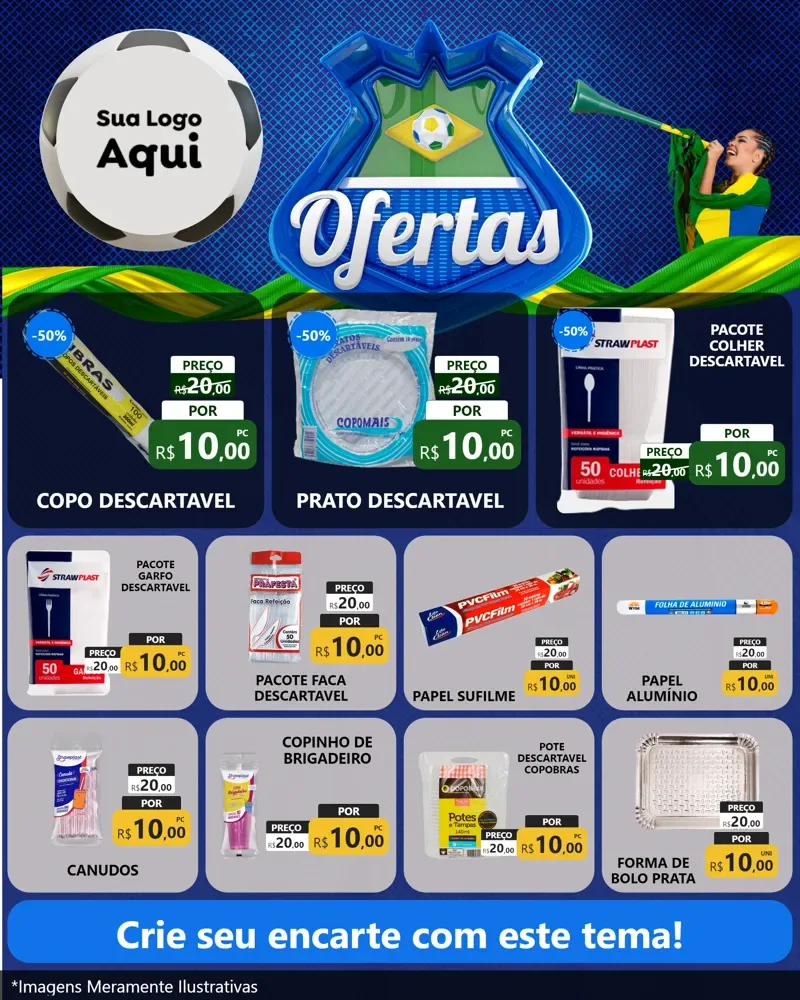 Modelo de Rede Social para Feed Instagram com o tema Ofertas (Futebol) para Embalagens