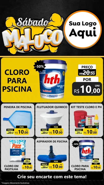 Modelo de Rede Social para Stories com o tema Sábado Maluco para Produtos para Piscina