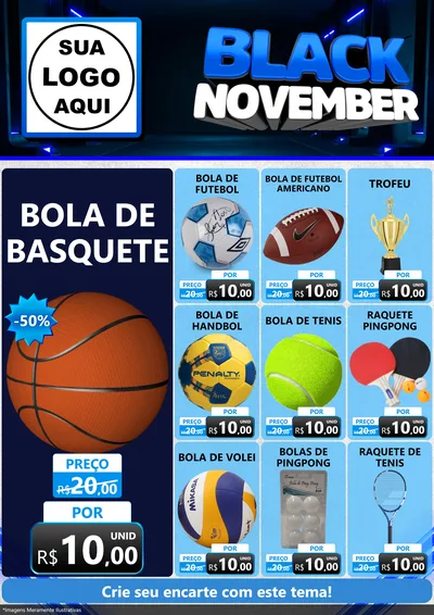 Modelo de Encarte para Encarte A4 Vertical com o tema Black November para Artigos Esportivos