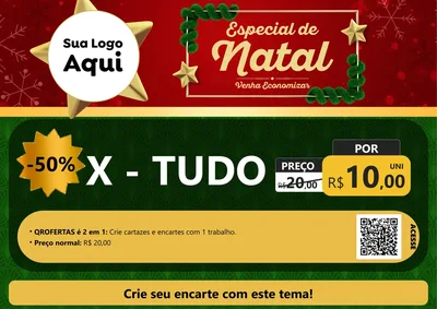 Modelo de Cartaz para Cartaz A4 Horizontal com o tema Especial de Natal para Hamburgueria