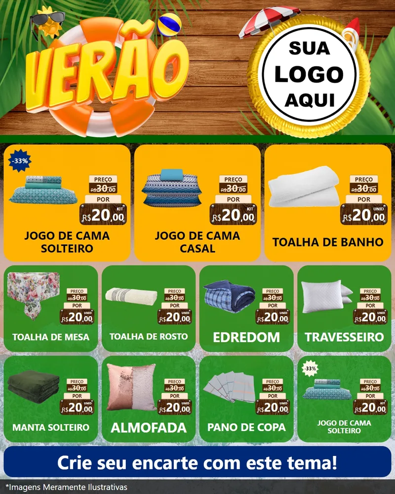 Modelo de Rede Social para Feed Instagram com o tema Verão para Cama, Mesa e Banho