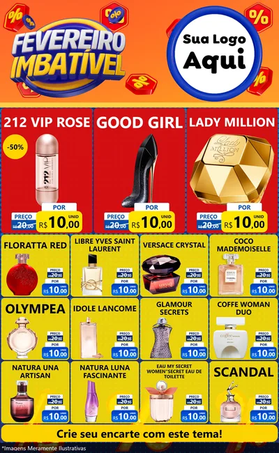 Modelo de Encarte para Encarte Grande com o tema Fevereiro Imbatível para Perfumes