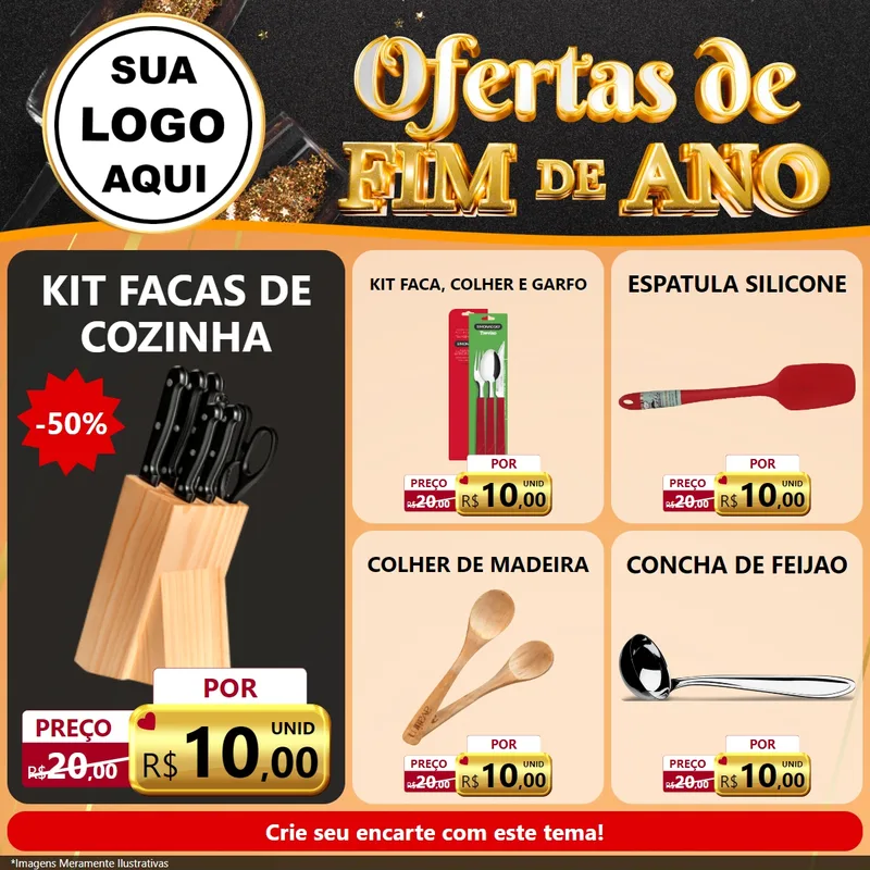 Modelo de Rede Social para Feed Facebook com o tema Ofertas de Fim de Ano para Utilidades Domésticas