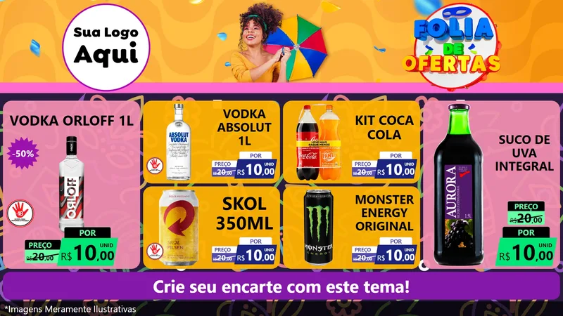 Modelo de TV para TV Horizontal com o tema Folia de Ofertas para Distribuidora de bebidas