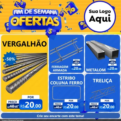Modelo de Rede Social para Feed Facebook com o tema Fim de Semana de Ofertas para Ferragens