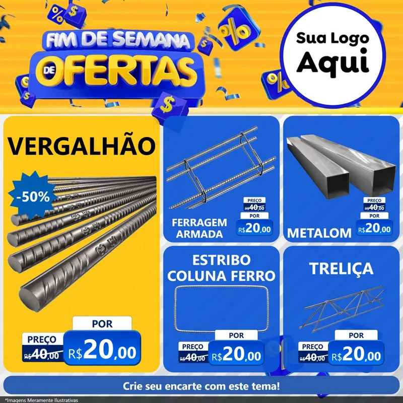 Modelo de Rede Social para Feed Facebook com o tema Fim de Semana de Ofertas para Ferragens