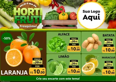 Modelo de Encarte para Encarte A4 Horizontal com o tema Hoje É Dia De Hortifruti para Hortifrúti