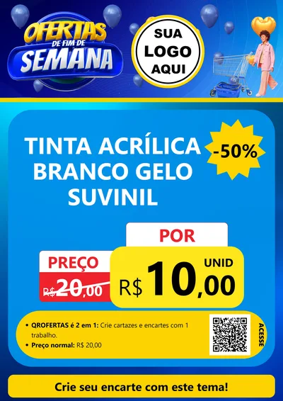 Modelo de Cartaz para Cartaz A4 Vertical com o tema Ofertas de Fim de Semana para Tintas e Ferramentas