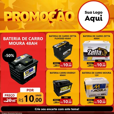 Modelo de Rede Social para Feed Facebook com o tema Promoção para Baterias Elétricas