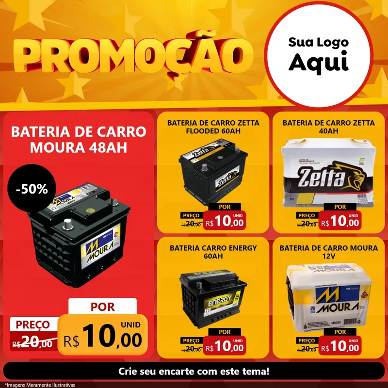 Modelo de Rede Social para Feed Facebook com o tema Promoção para Baterias Elétricas