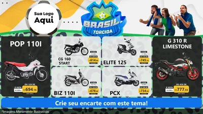 Modelo de TV para TV Horizontal com o tema Brasil Torcida - Copa para Concessionaria de Motos