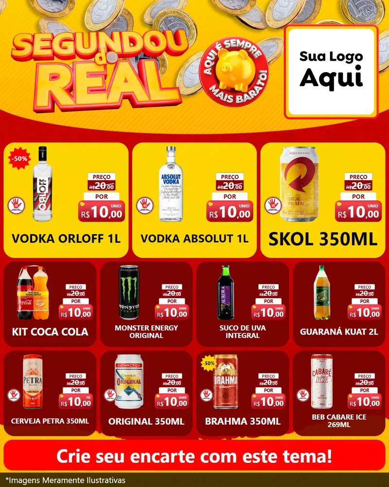 Modelo de Rede Social para Feed Instagram com o tema Segundou do Real para Distribuidora de bebidas