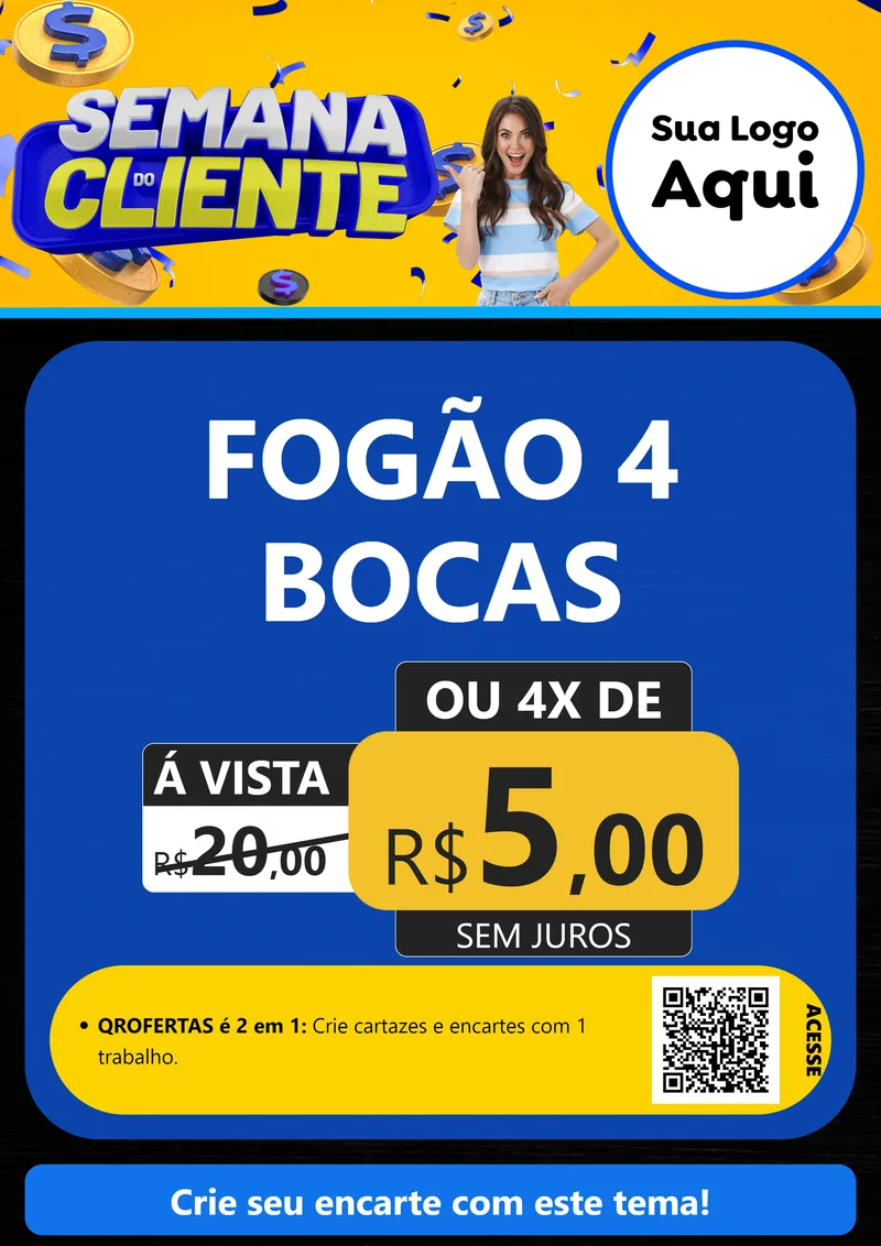 Modelo de Cartaz para Cartaz A4 Vertical com o tema Semana do Cliente para Móveis e Eletro
