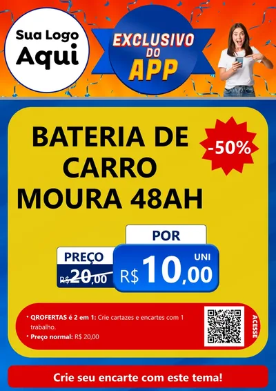 Modelo de Cartaz para Cartaz A4 Vertical com o tema Exclusivo do Aplicativo para Baterias Elétricas