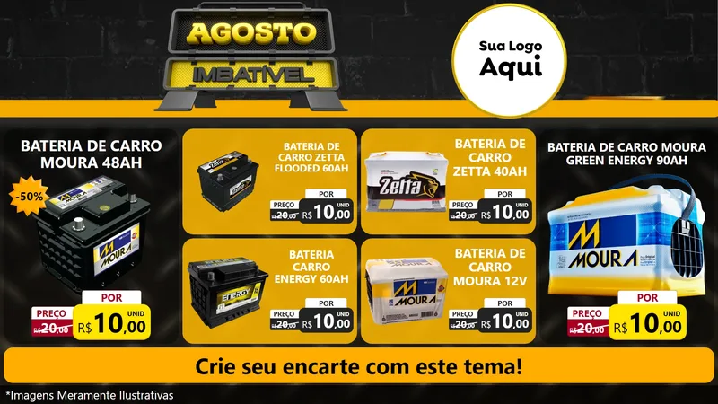 Modelo de TV para TV Horizontal com o tema Agosto Imbatível para Baterias Elétricas