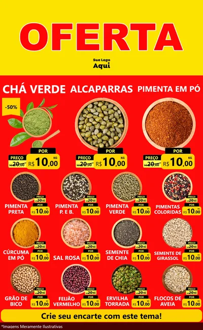 Modelo de Encarte para Encarte Grande com o tema OFERTA - Vermelho Cartaz para Produtos Naturais
