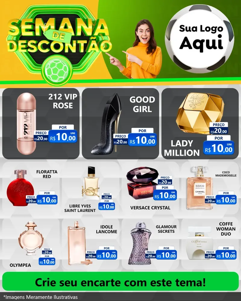 Modelo de Rede Social para Feed Instagram com o tema Semana de Descontão - Copa para Perfumes