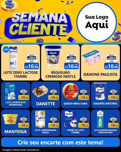 Modelo de Rede Social para Feed Instagram com o tema Semana do Cliente para Frios e Laticínios