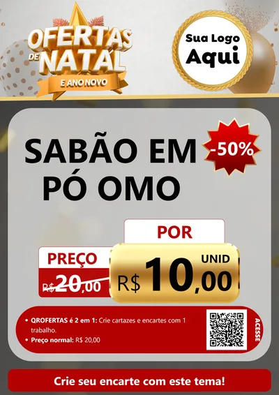 Modelo de Cartaz para Cartaz A4 Vertical com o tema Ofertas De Natal E Ano Novo para Produtos de Limpeza